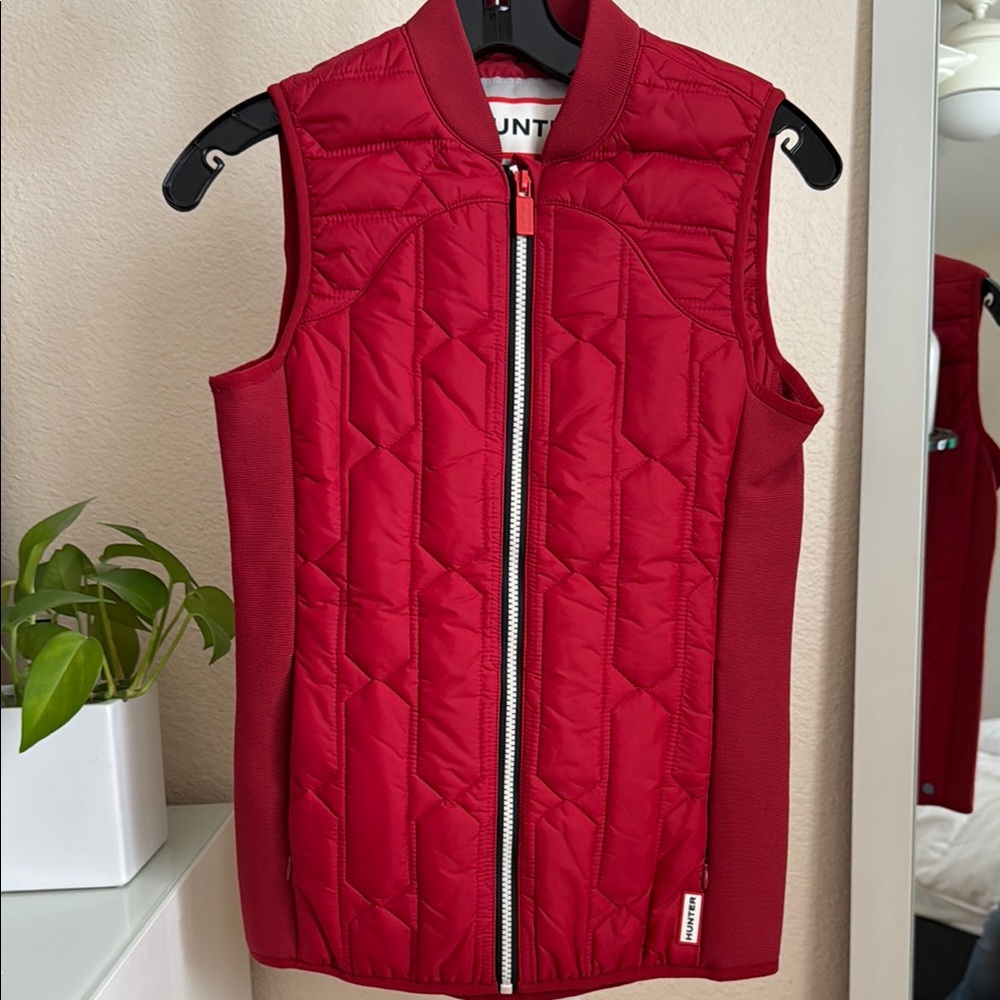Hunter Red Quilted Vest with Zipper